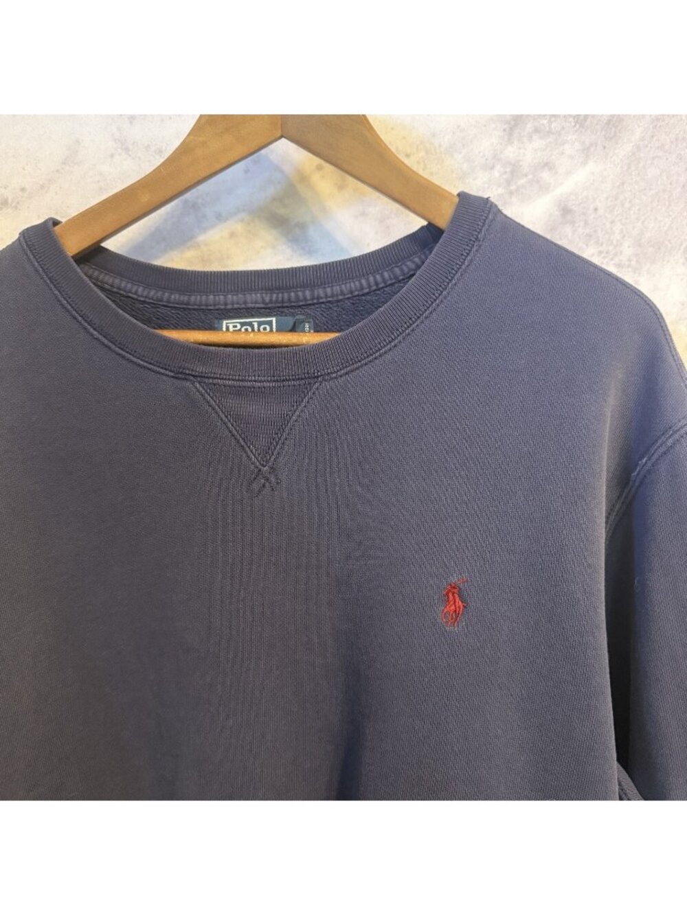 Vintage Polo Ralph Lauren Sweatshirt Mens XL Blue Crew Neck V Stitch